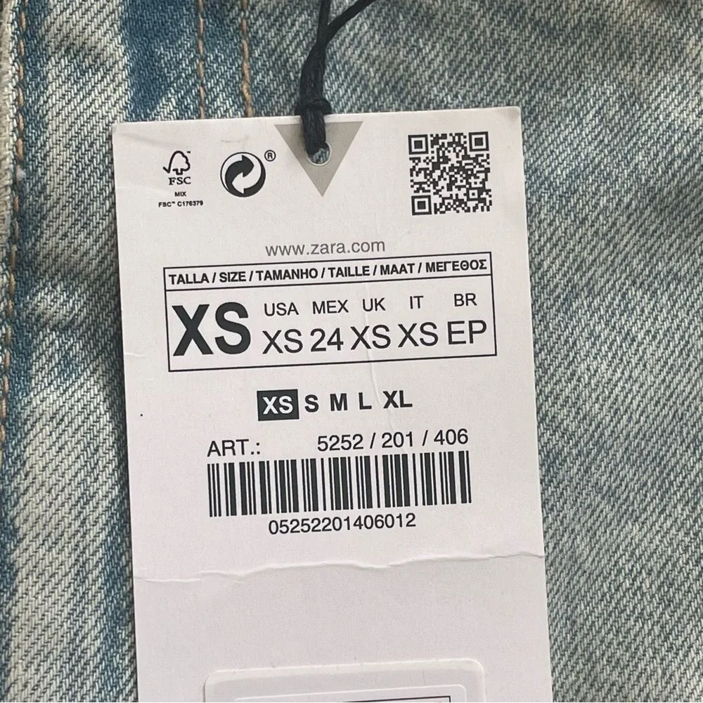 ZARA TRF‎ DENIM SKIRT EFFECT CROP JEAN TOP Sz XS
